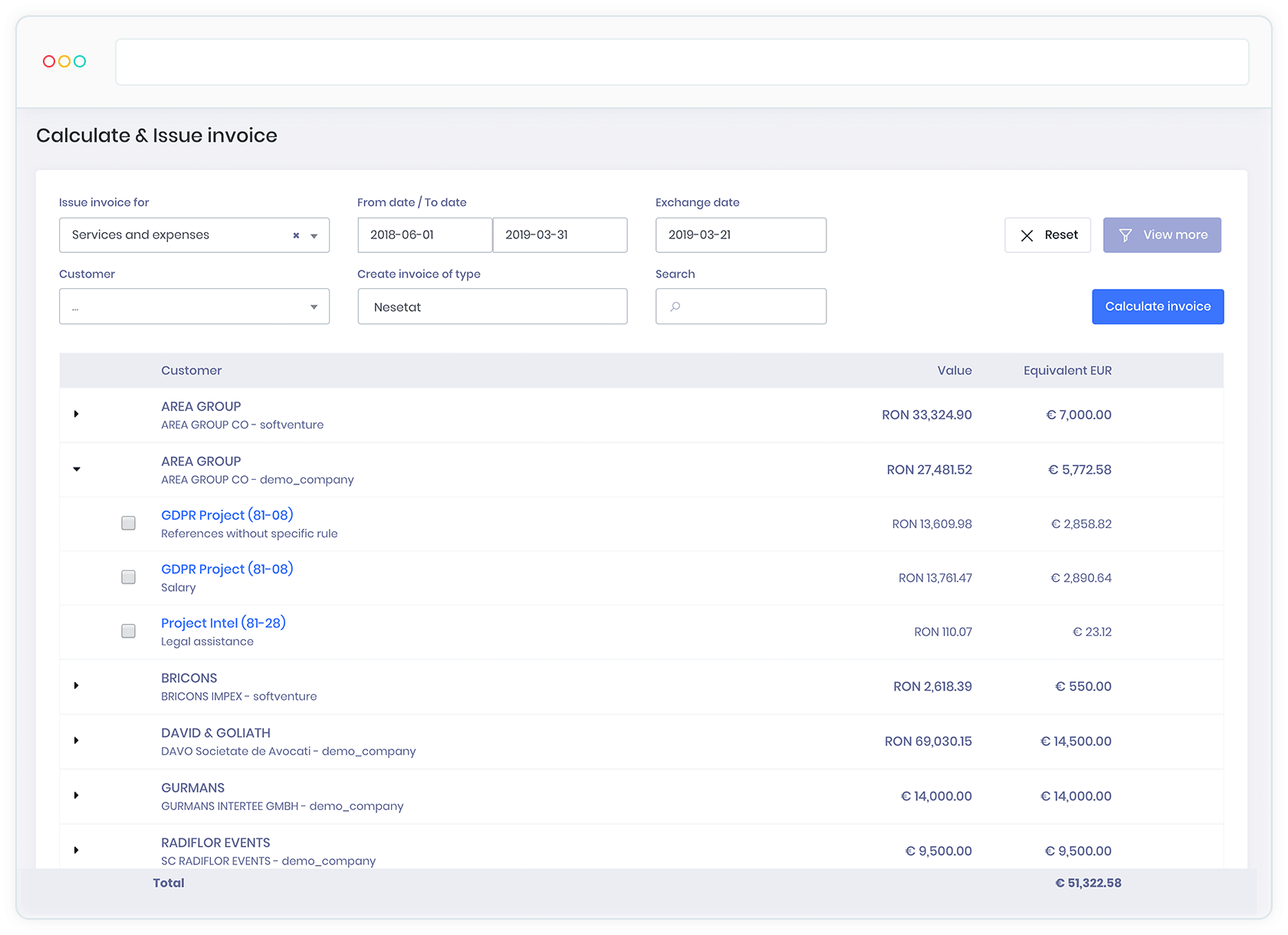 Billing for lawyers - easy invoice with KeyVision PRO, software for lawyers and law firms