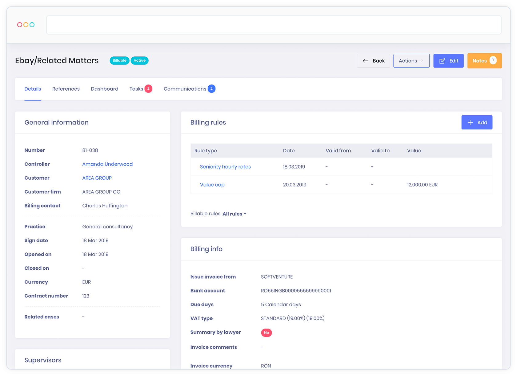 Billing for lawyers - related matters - KeyVision PRO, software for lawyers and law firms