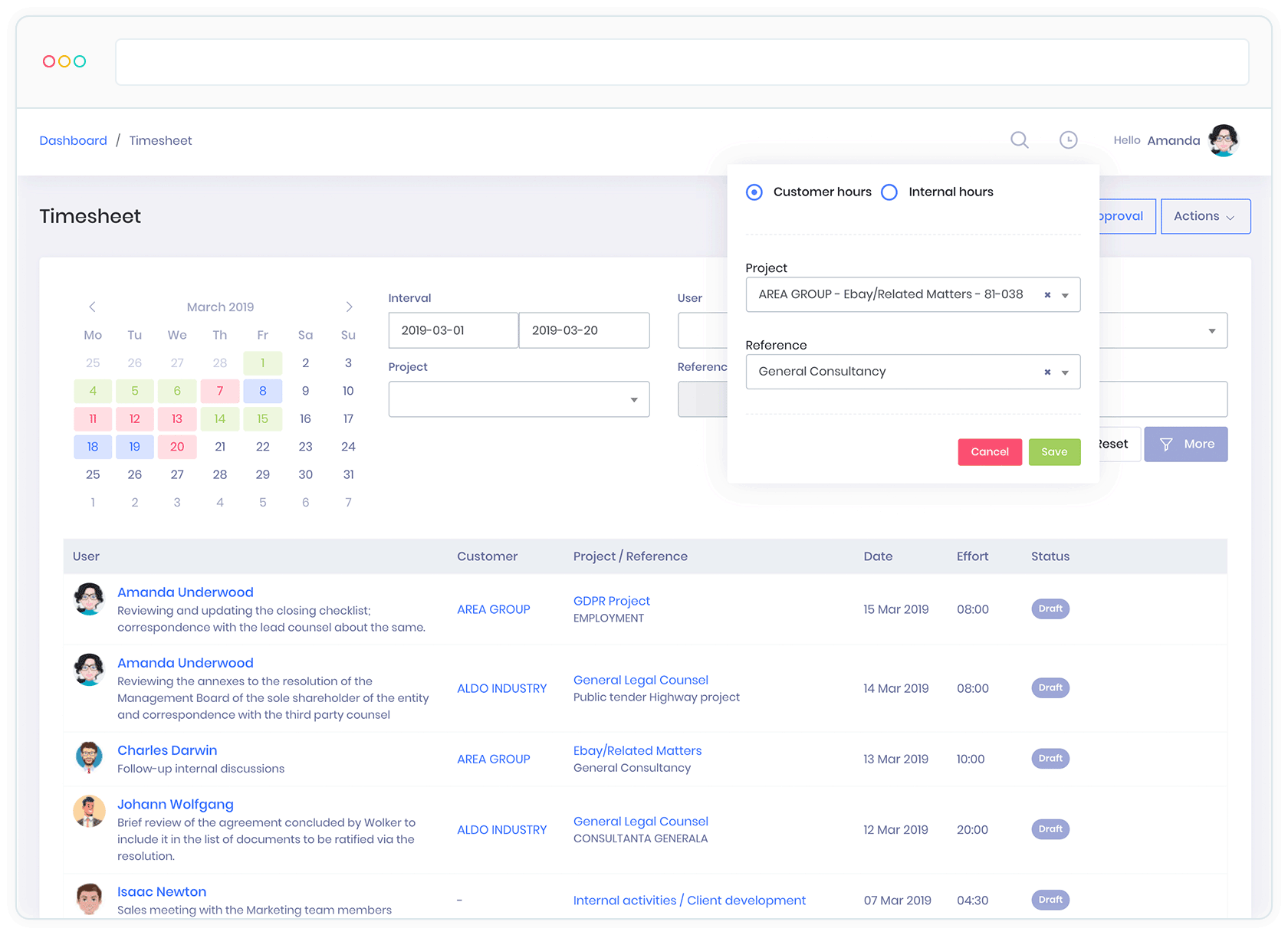 Time tracking for lawyers - timer - KeyVision PRO, software for lawyers and law firms