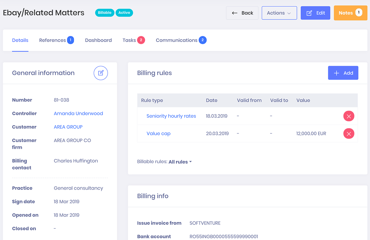 KeyVision PRO, software for lawyers and law firms - Matters management