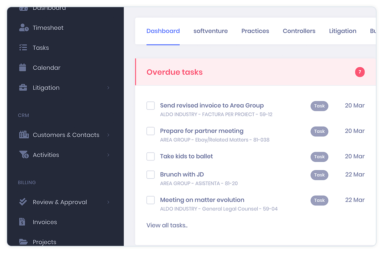 KeyVision PRO, software for lawyers and law firms - tasks for lawyers